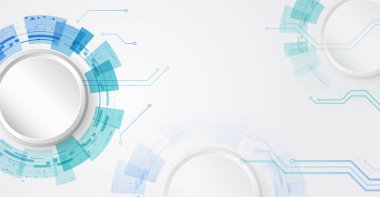 Gri arkaplandaki daireler, gölgeler, parçacıklar, noktalar ve çizgilerden oluşan soyut tasarım. Teknolojik fütüristik kavram. Sunum veya afiş için yüksek teknoloji iletişim tasarımı.