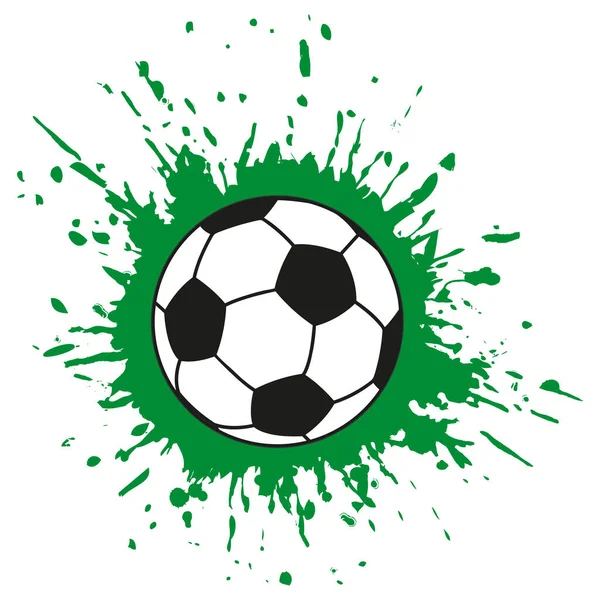 Ilustración Una Pelota Fútbol Con Una Mancha Grunge Verde Sobre — Archivo Imágenes Vectoriales