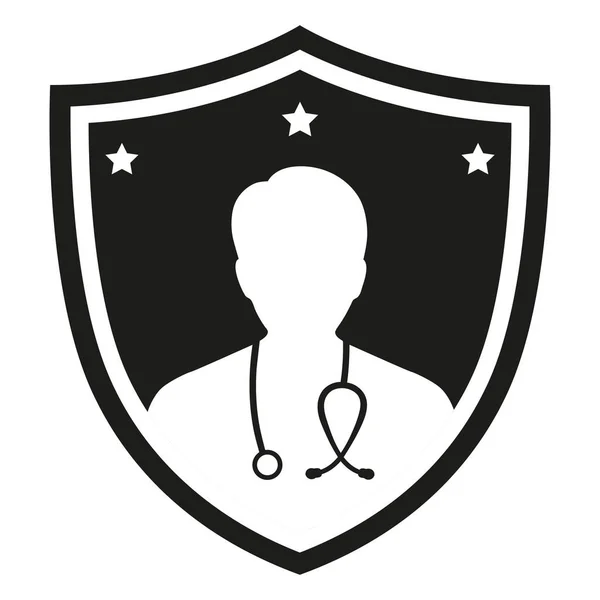 Ilustracja Logo Opieki Zdrowotnej Lekarz Tarczą Białym Tle — Wektor stockowy