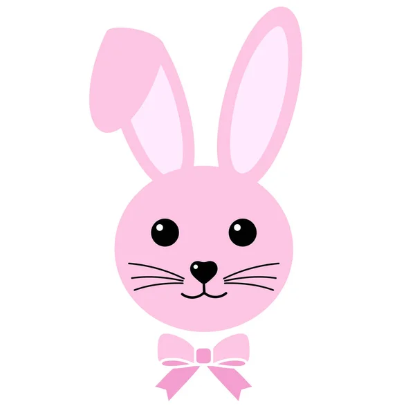 Illustration Cute Pink Rabbit Bow White Background — Stock Vector