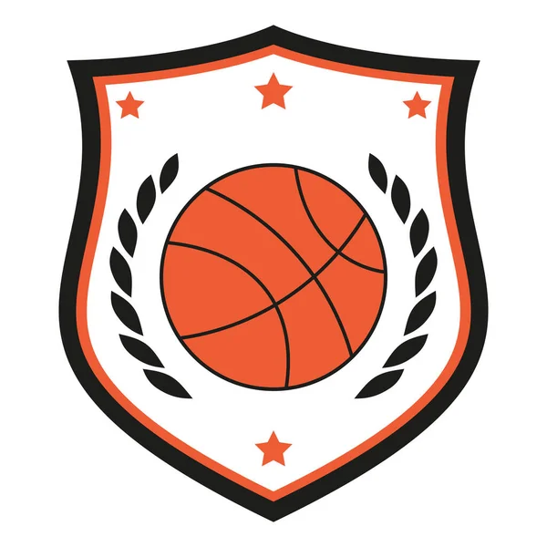 Illustration Logo Basket Ball Boule Avec Une Couronne Laurier Bouclier — Image vectorielle