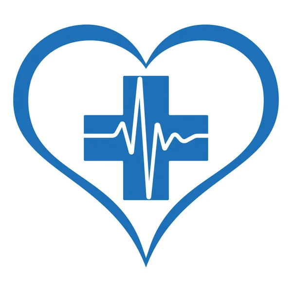 Εικονογράφηση Λογότυπου Υγείας Ιατρικός Σταυρός Καρδιά Λευκό Φόντο — Διανυσματικό Αρχείο