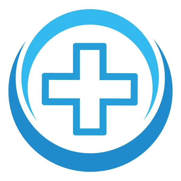 Kreative Illustration Eines Blauen Medizinischen Kreuzes Einem Kreis Auf Weißem — Stockvektor