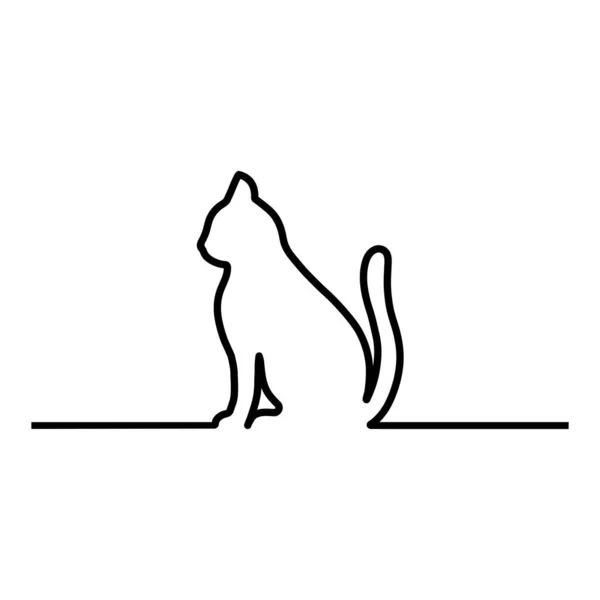 Δημιουργική Γραμμική Απεικόνιση Περιγράμματος Γάτας Λευκό Φόντο — Διανυσματικό Αρχείο