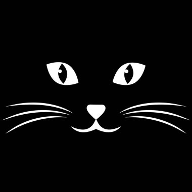 Illustration of a cute muzzle of a cat on a black background