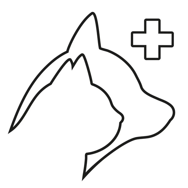 Illustration Logo Veterinary Clinic Silhouette Head Dog Cat Medical Cross — Stock Vector