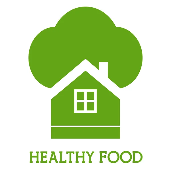Illustration Logo Green House Proper Nutrition White Background — Stock Vector