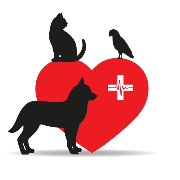 Illustration Eines Logos Einer Tierklinik Haustiere Auf Dem Hintergrund Eines lizenzfreie Stockvektoren