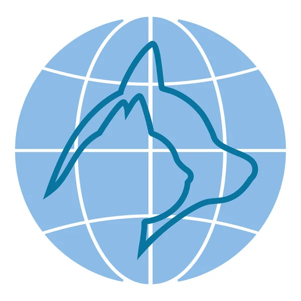 Illustration Logo Protection Des Animaux Silhouette Chien Chat Avec Globe — Image vectorielle