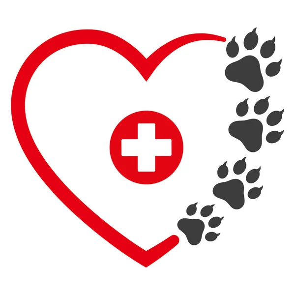 stock vector Veterinary clinic logo illustration.Dog paws in the heart with a medical cross on a white background