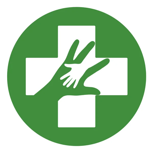Ilustración Del Logotipo Del Cuidado Salud Mano Mano Una Cruz — Vector de stock