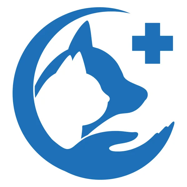 Illustrazione Del Logo Una Clinica Veterinaria Cane Gatto Con Croce — Vettoriale Stock