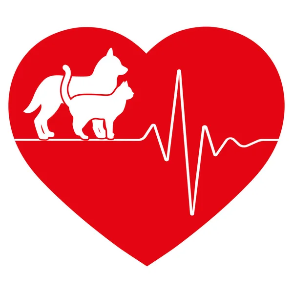 Εικονογράφηση Λογότυπου Κτηνιατρικής Κλινικής Κατοικίδια Ζώα Στο Παρασκήνιο Μιας Καρδιάς Διάνυσμα Αρχείου