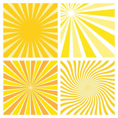 Beyaz arkaplanda sarı turuncu güneş ışınları çizimi