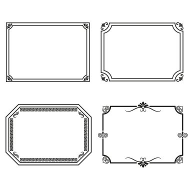 Beyaz arka planda siyah boyalı cam çerçeveler.