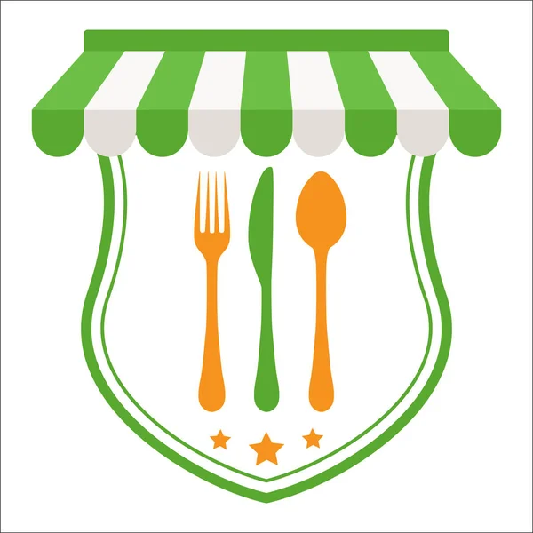 Ilustrasi Logo Bisnis Restoran Dan Nutrisi Yang Tepat Pada Latar - Stok Vektor