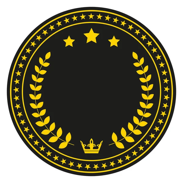 Kreis Emblem Illustration Mit Lorbeerblatt Und Krone Auf Weißem Hintergrund — Stockvektor