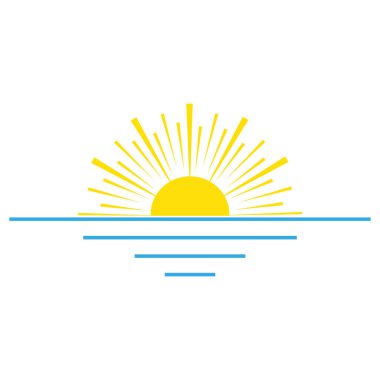 Beyaz arkaplanda gün batımının tasviri