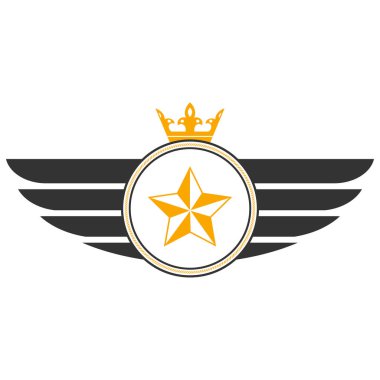 Beyaz arkaplanda kanatları ve yıldızları olan bir daire logosu tasviri