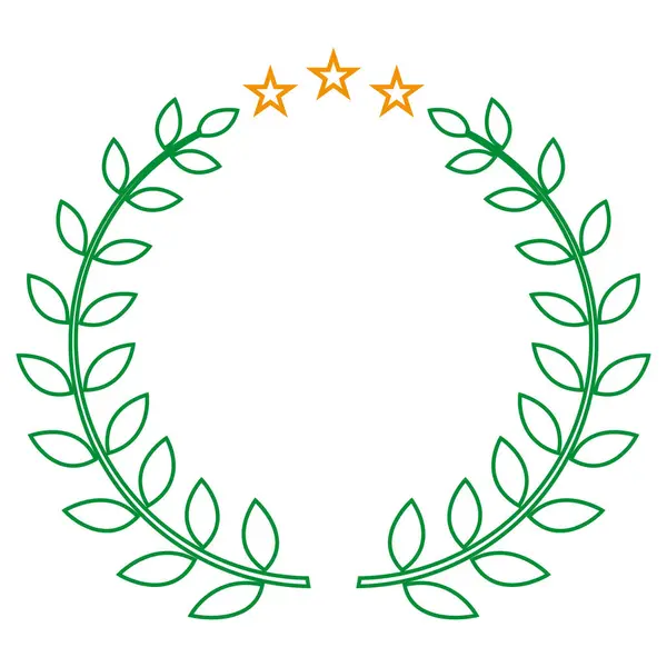 Logotipo Ilustración Corona Laurel Verde Con Estrellas Sobre Fondo Blanco — Vector de stock