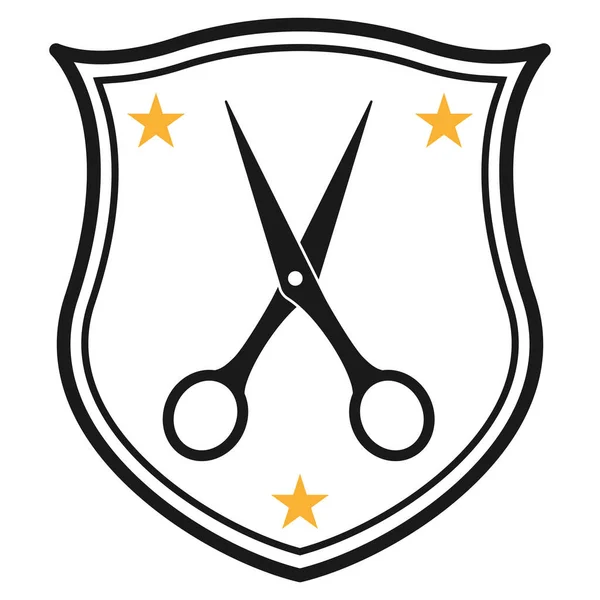 Barbeiro Logotipo Loja Emblema Design Placa Salão Cabeleireiro Fundo Branco — Vetor de Stock