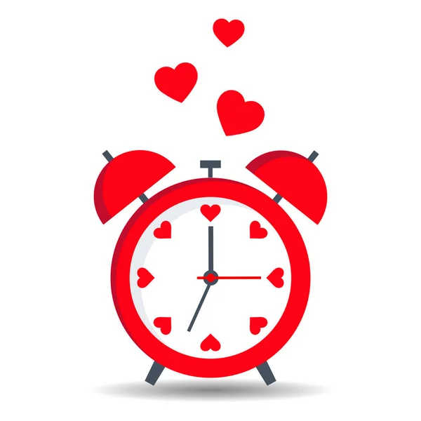 Illustrator Alarm Clock Heart Wedding Valentine Day Concept White Background — Stock Vector