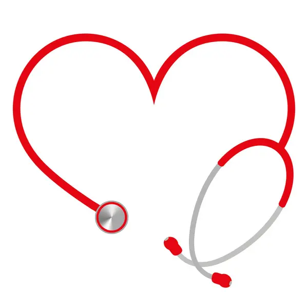 Rotes Stethoskop Herzform Auf Weißem Hintergrund — Stockvektor