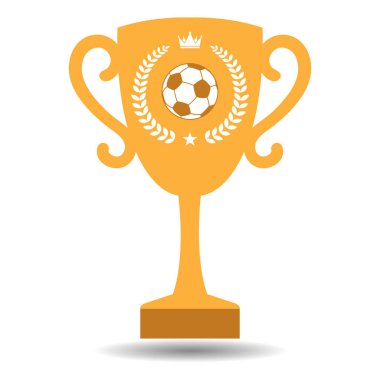 Kupa kupası, beyaz arka planda futbol topu.. 