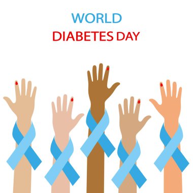 Dünya Diyabet Günü. Beyaz arkaplanda tebrik kartı, poster ve afiş için uygun.