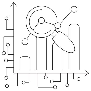 AI Veri Tablosu simgesi. Şeffaf arkaplanda ince çizgileri olan basit bir siyah vektör çizgisi. Çizgi kalınlığı düzenlenebilir