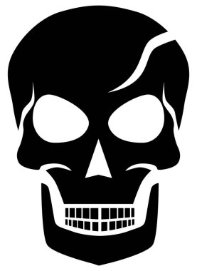 Modern black vector skull illustration with bold lines and detailed design on a transparent background. Perfect for Halloween, tattoos, logos, posters, stickers, or horror and gothic-themed projects clipart