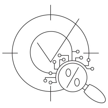 Al Doğruluk Denetimi simgesi. Şeffaf arkaplanda ince çizgileri olan basit tek renkli siyah vektör çizgisi. Çizgi kalınlığı düzenlenebilir