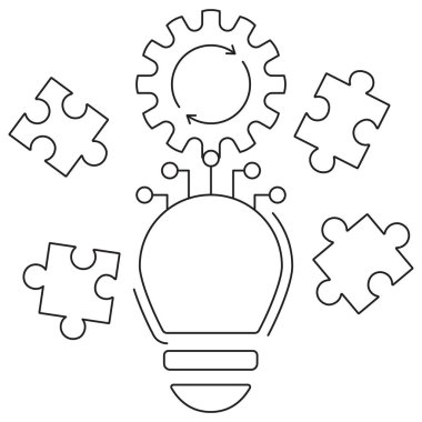 Mantık Modelleri simgesi. Şeffaf arkaplanda ince çizgileri olan basit tek renkli siyah vektör çizgisi. Çizgi kalınlığı düzenlenebilir