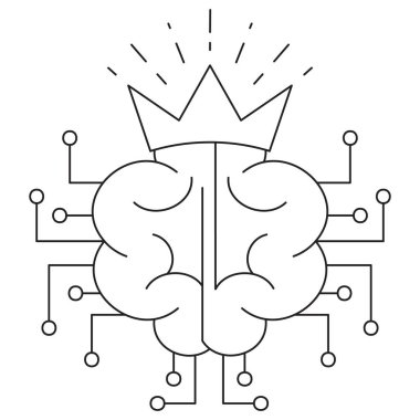 Süper zeka SI simgesi. Şeffaf arkaplanda ince çizgileri olan basit tek renkli siyah vektör çizgisi. Çizgi kalınlığı düzenlenebilir