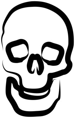 Şeffaf bir arkaplanda fırça darbesi tarzıyla oluşturulmuş bir taslak vektör kafatası simgesi. Cadılar Bayramı tasarımları, logolar ve çizimler için mükemmel. Minimalist, cesur ve sanatsal vektör ögesi