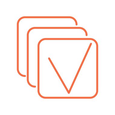 İçinde işaret olan basit bir turuncu kare simgesi. Renkli vektör modern işaret