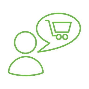 Alışveriş danışmanının ya da ticaretten bahseden birinin basit yeşil simgesi. Renkli vektör modern işaret