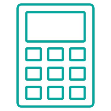 Basit asgari modern çizgi hesap makinesi simgesi. Şeffaf arkaplanda izole edilmiş vektör mavi çizgisi