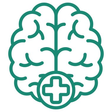 Artı işareti olan insan beyni. Bilişsel yetenekleri artırma ve geliştirme kavramı. Şeffaf arkaplanda izole edilmiş turkuaz vektör doğrusal simgesi