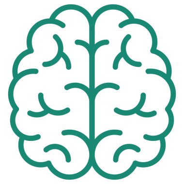 Bir insan beyninin basit vektör modern doğrusal simgesi. Şeffaf arkaplanda izole edilmiş turkuaz hatlı pictogram