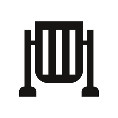 Basit bir sokak çöp kutusu simgesi. Açık hava atık kutusunun bacakları olan siyah ve beyaz vektör sembolü