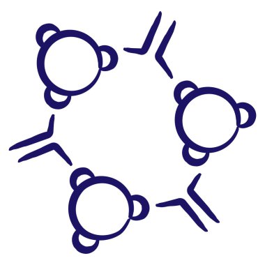 Fırça çizgisi ile çizilmiş asgari vektör simgesi hücresel sinyaller veriyor. Mavi doğrusal tıbbi resim arkaplanda izole edildi