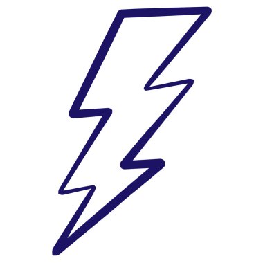 Fırça çizgisi ile çizilmiş yıldırımın mavi ana hatlı simgesi. Şeffaf arkaplanda izole edilmiş basit vektör minimal doğrusal pictogram