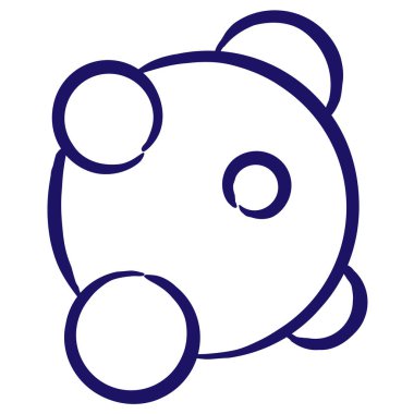 Biyolojik molekül ya da metabolizmanın mavi ana hatları, fırça çizgisi ile çizilmiş. Şeffaf arkaplanda izole edilmiş basit vektör minimal doğrusal pictogram