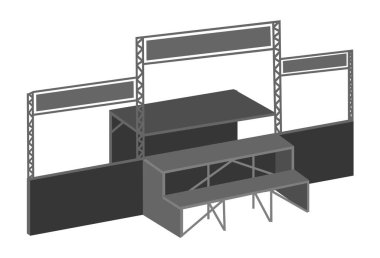 Açık havada taşınabilir metalin vektör simgesi. Konserler, etkinlikler, spor haritaları için sembol vesaire için metal yapının Isometric Clipart 'ı.