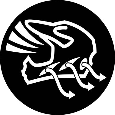 Motosiklet ya da bisiklet kaskının havalandırmasından. Yuvarlak siyah vektör çizgisi beyaz çizgileri olan simge