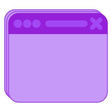 Boş bir web sitesinin renk vektör simgesi. Şeffaf arkaplanda izole edilmiş mor basit clipart