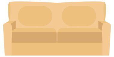 Bej bir kanepenin basit vektör çizimi. Tek renkli mobilyalar şeffaf arkaplanda izole edilmiş.