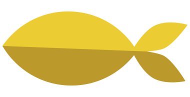 Japon balığı basit asgari vektör simgesi. Şeffaf arkaplanda sarı balık sembolü izole