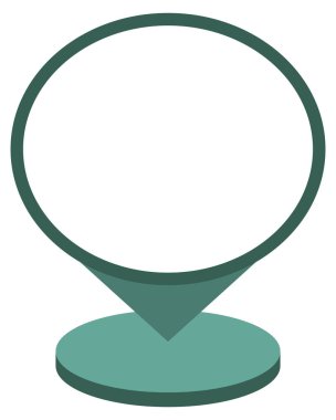 Yuvarlak boş fotokopi alanı olan Isometric işaret-işaretleyici. Bilgi grafikleri için vektör turkuaz pin piktogramı veya şeffaf arkaplanda izole edilmiş harita